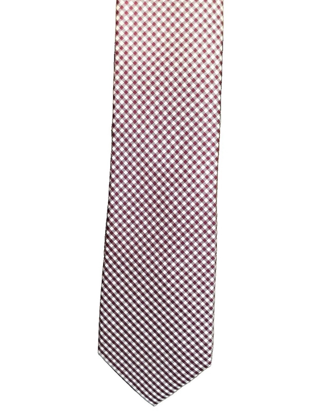 Tommy Hilfiger 100% Silk Burgundy and White Gingham Tie (3.25 in x 59.5 in)